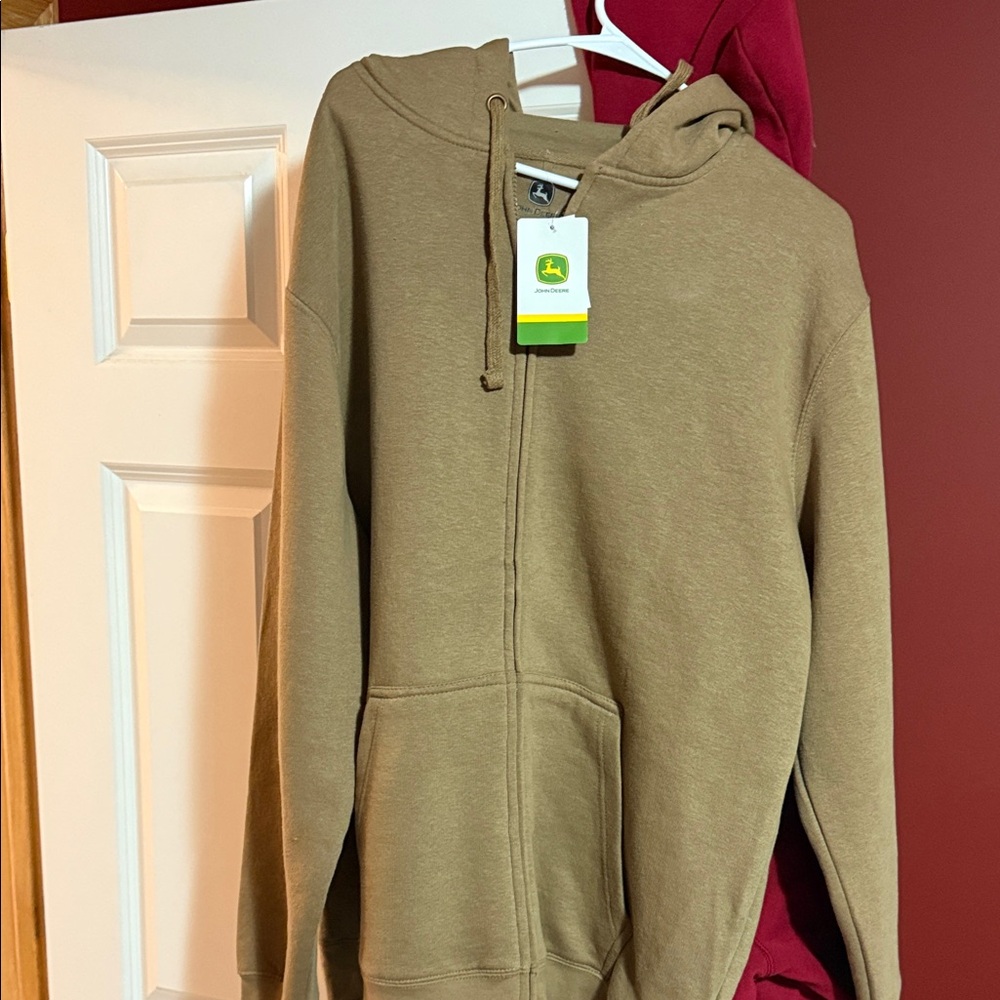 John Deere Brown Full-Zip Hoodie XL NWT John Deere Jd Full Zip Fleece Sweatshirt